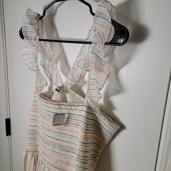 Madewell Ruffle-Strap Smocked Dress in Rainbow Stripe | Size XL | Maxi Dress - Picture 6 of 12